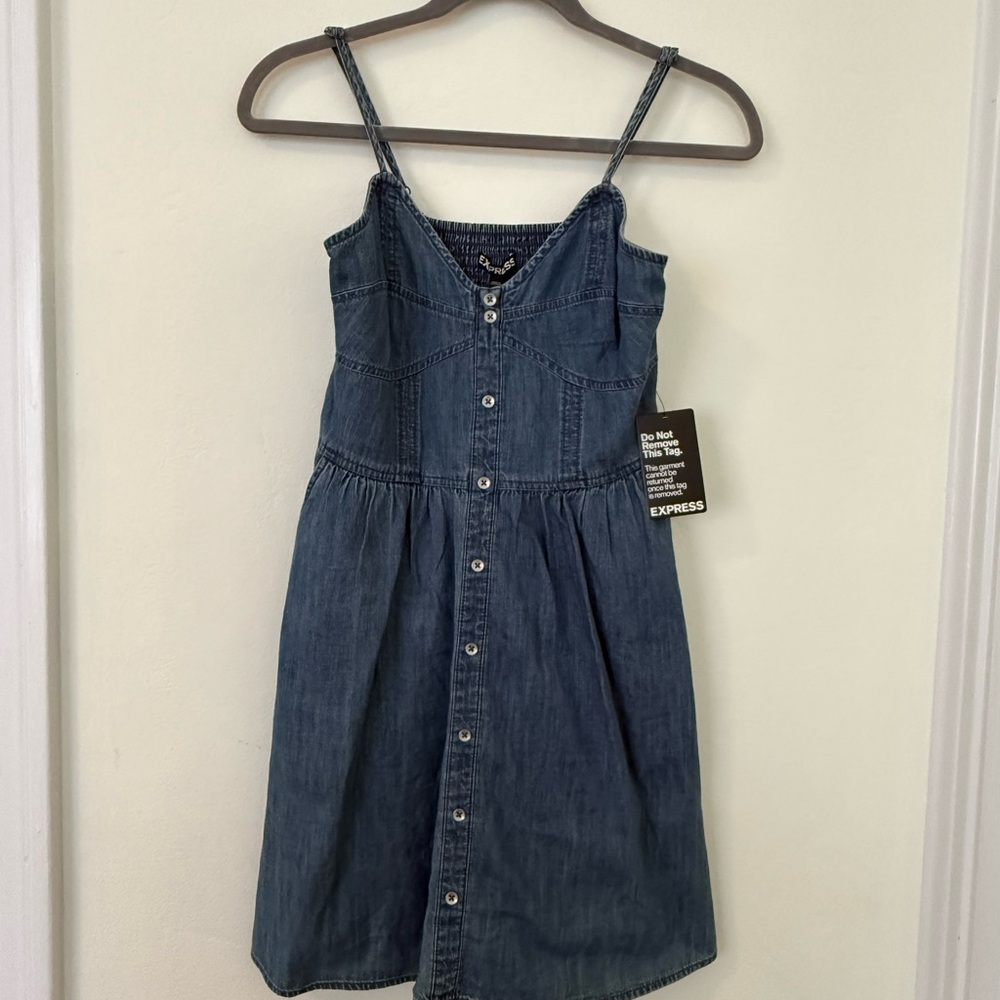 Express Blue Denim Dress with Pockets